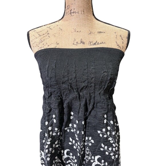 MSK Dress Womens XL Strapless Black & White Shimmer Floral Paisley Knee - Picture 2 of 8